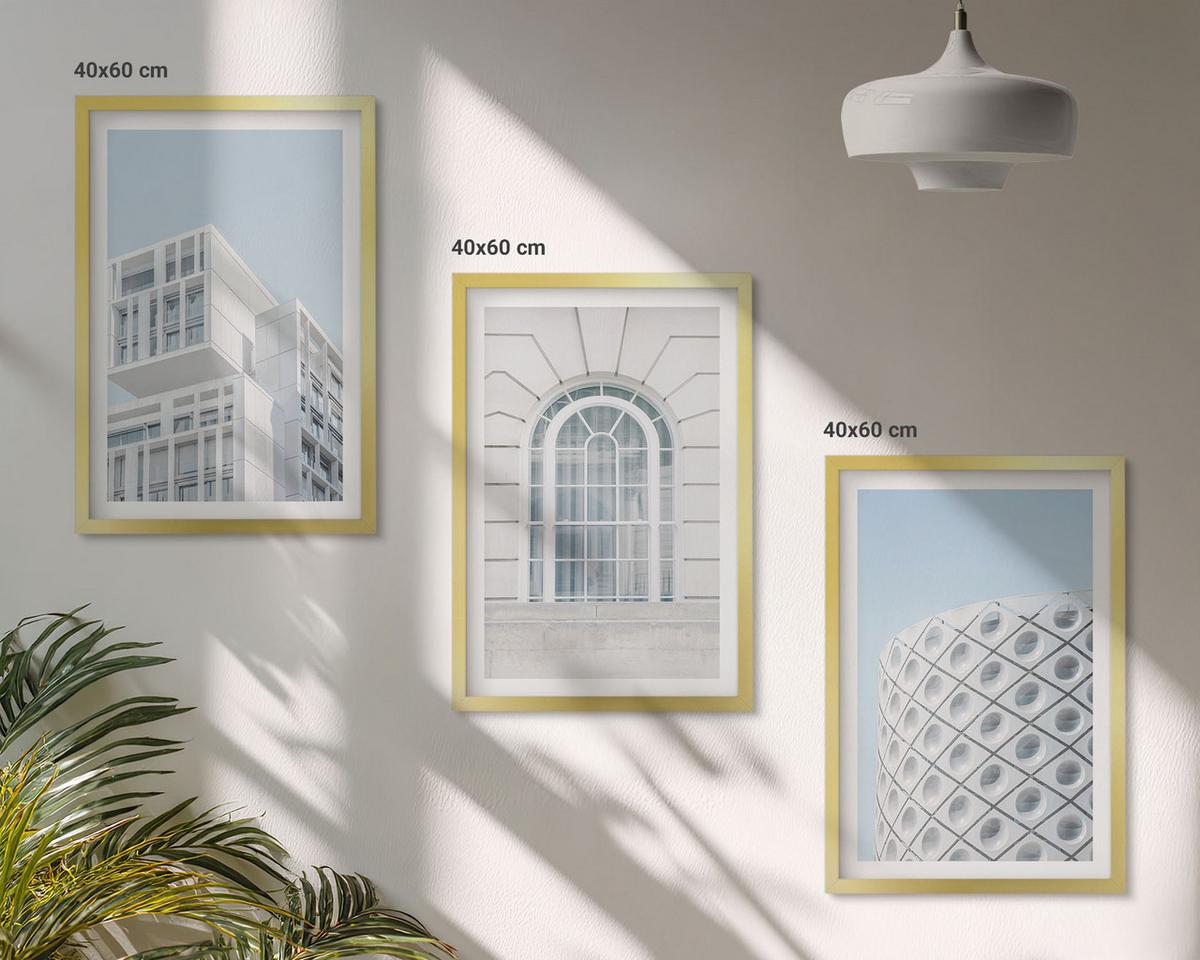 BILDER SET 3er Set - 40x60 cm Goldrahmen - Moderne Architekturgeometrie - Goldfarben, Kunststoff (40/60cm) - TULUP