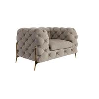 CHESTERFIELD-SESSEL Lexi Dunkle Creme Samt - Goldfarben/Creme, Holz/Textil (125/75/100cm) - S-Style Möbel