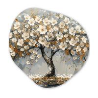 WANDBILD Baum - Gold - Blumen - Abstrakt - Kunst Wanddeko 40x40 cm - Goldfarben, Kunststoff (40/40cm) - MuchoWow