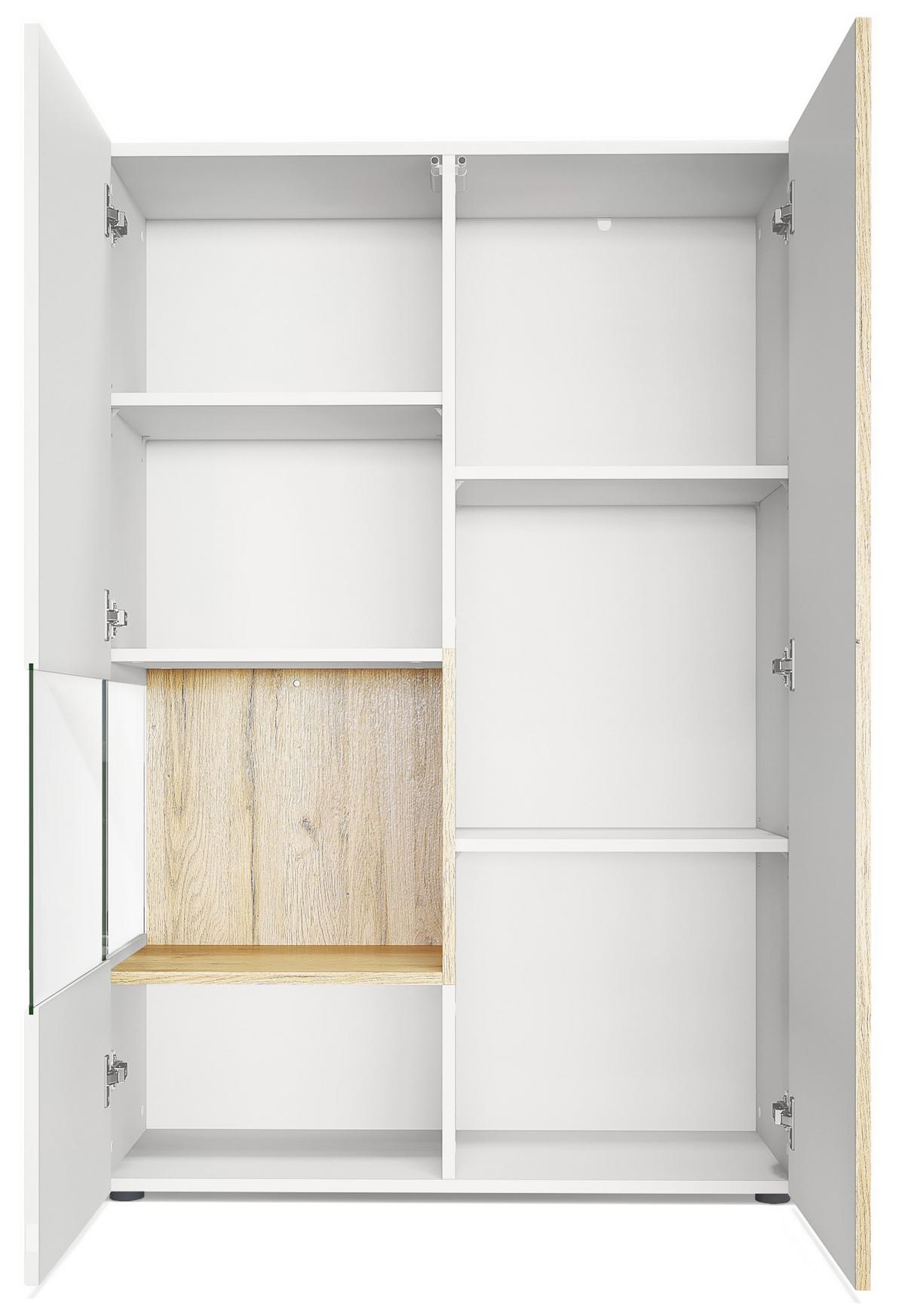 VITRINE Morena Einsatz in Eiche Nordic - Silbereichenfarben, Holzwerkstoff (91.5/136.5/37cm) - Vladon