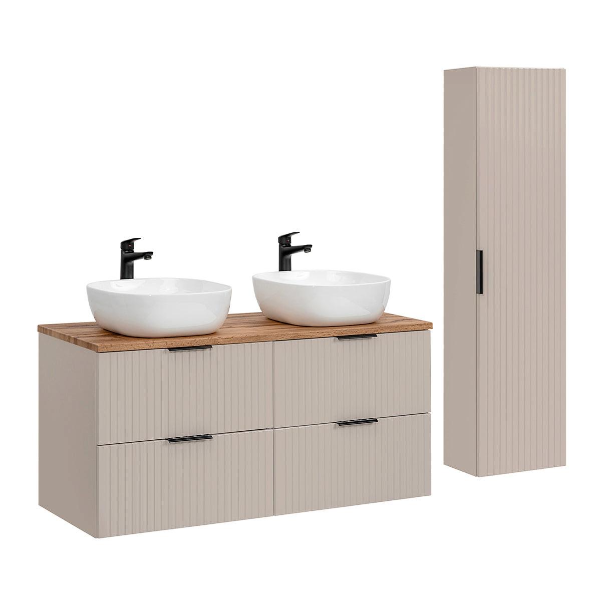 BADMÖBEL 120.8cm Adriel 2er-Set Kaschmir und Holz - Beige, Holzwerkstoff (120.8/59/46cm) - Petits-meubles