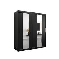 SCHWEBETÜRENSCHRANK 200/180/62 2-türig - Silberfarben/Schwarz, Holz/Kunststoff (180/200/62cm) - MÖBEL KRYSPOL