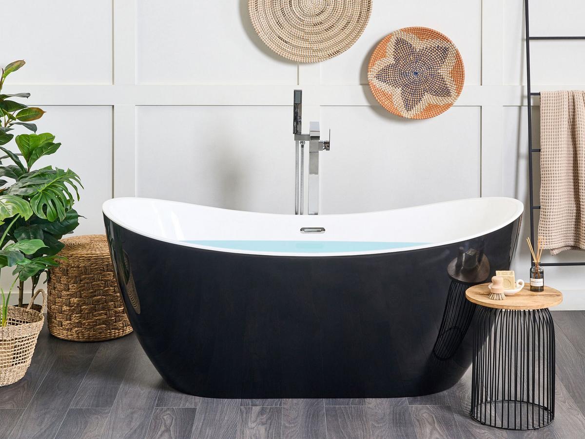 BADEWANNE FREISTEHEND 77x170x72 cm schwarz Antigua - Schwarz, Kunststoff (77/72/170cm) - Beliani