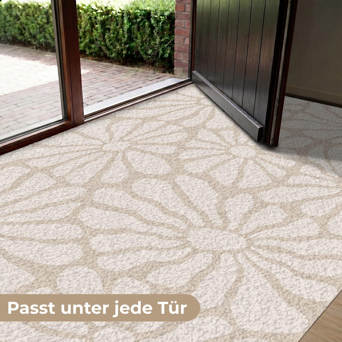 FUSSMATTE Floral - Druck - Beige - Braun - Minimalistisch Schmutzfangmatte 180x120 cm - Sandfarben, Kunststoff (180/0.4cm) - MuchoWow