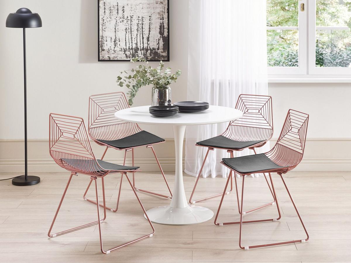 ESSZIMMERSTUHL 2er-Set Metall Roségold Beatty - Roségold, Textil/Metall (51/79/48cm) - Beliani