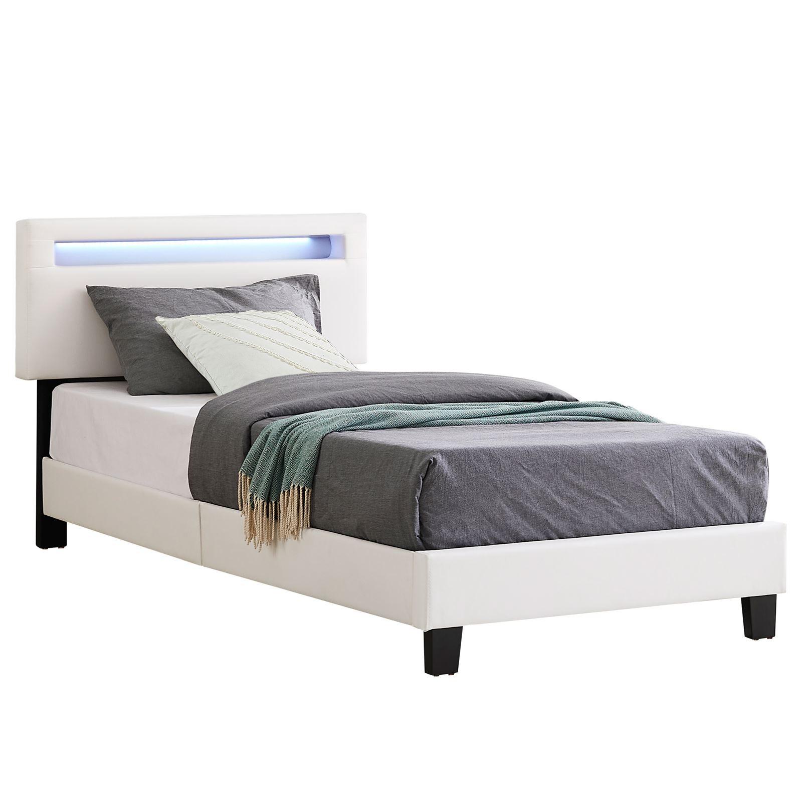 POLSTERBETT MIT LED BENITO 90X200 CM - Weiß, Textil (90/200cm) - CARO-Möbel