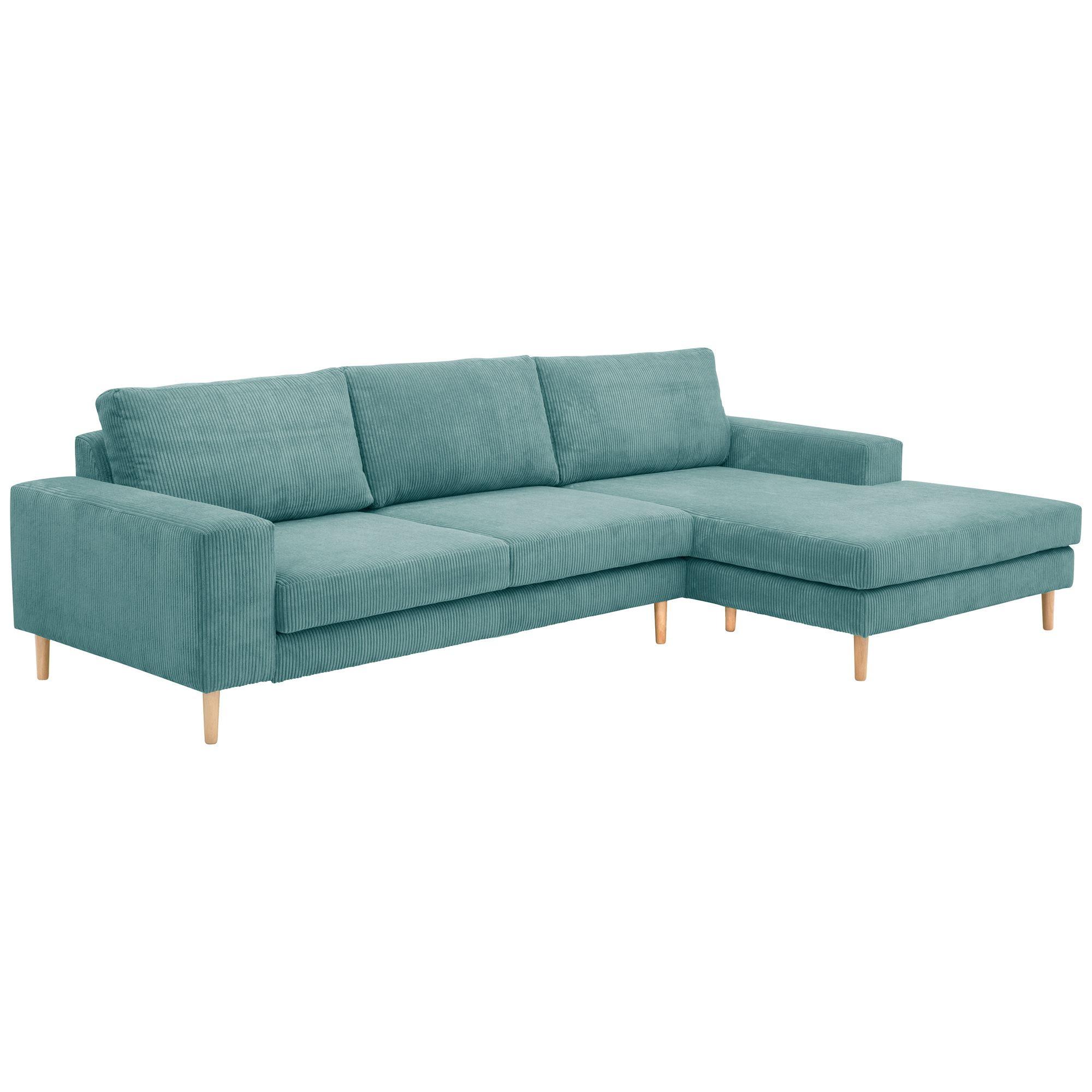 SOFA mit Longchair rechts Kaylynn Cordstoff eisblau - Pastellblau, Kunststoff (175/294cm) - 58aufmkessel
