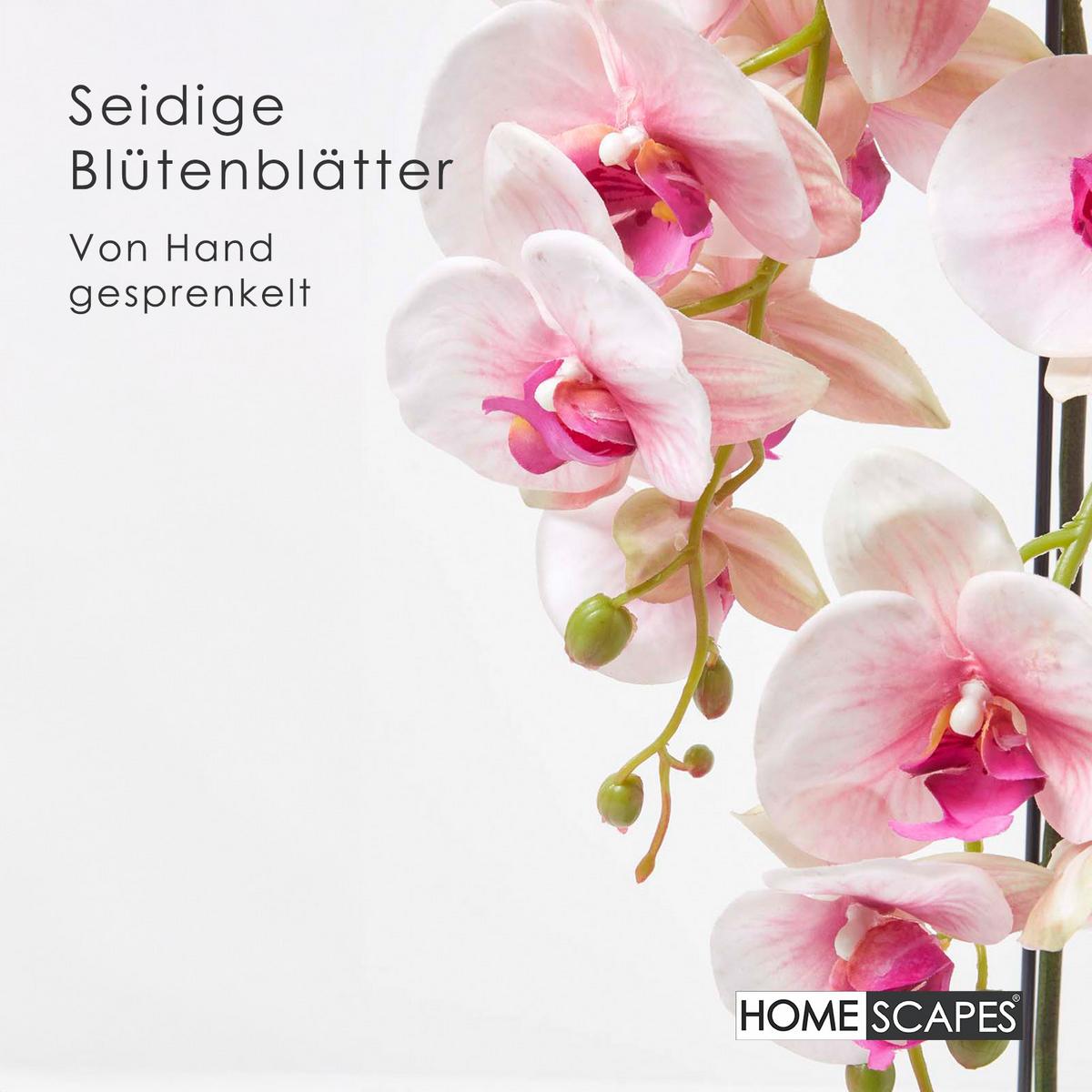 KUNSTBLUME Orchidee pink-weiß im Deko-Topf, 64 cm - Weiß, Kunststoff (64cm) - Homescapes