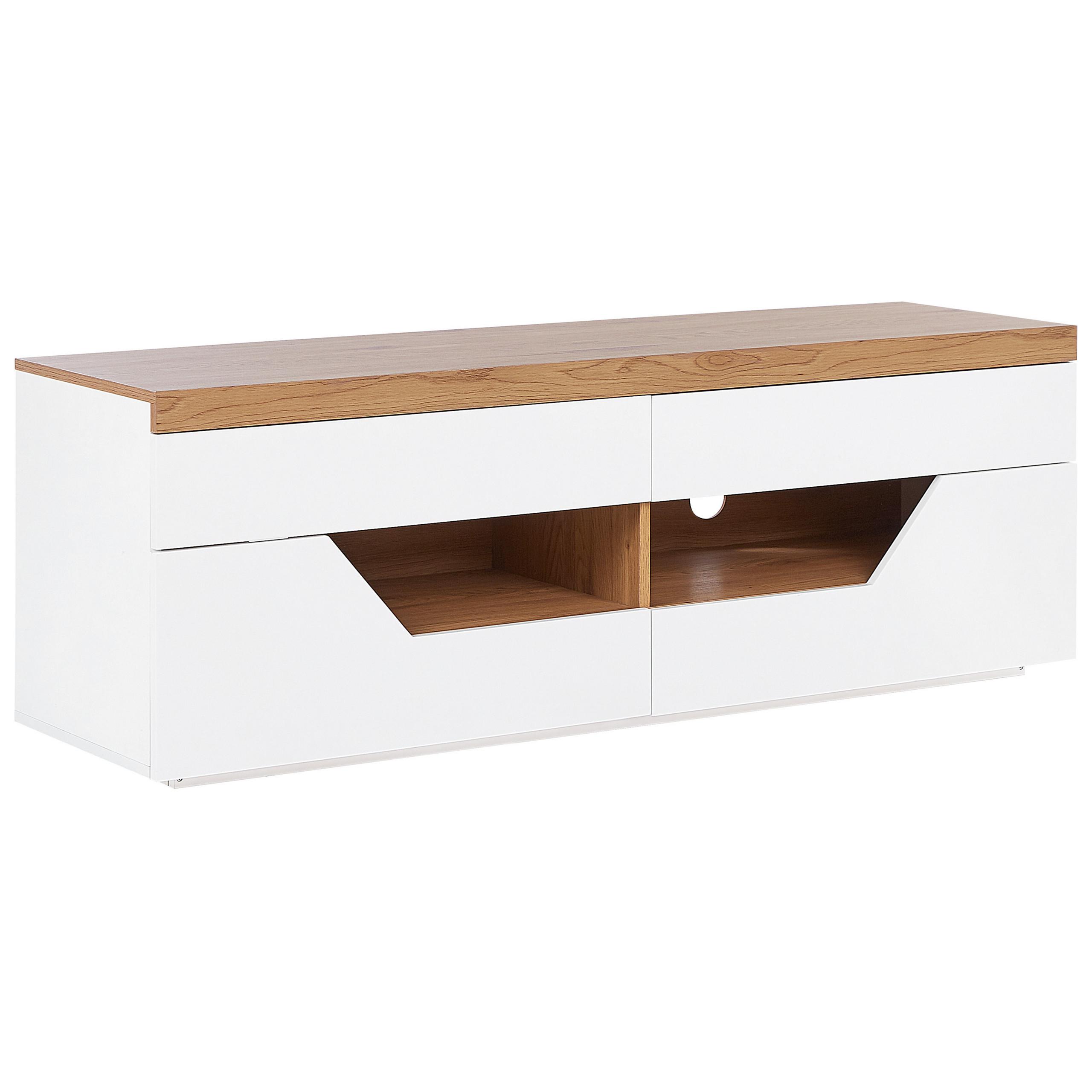 TV-MÖBEL Weiß, Hellbraun CHEVAL 40/140/50 cm - Weiß, Holzwerkstoff (140/50/40cm) - Beliani