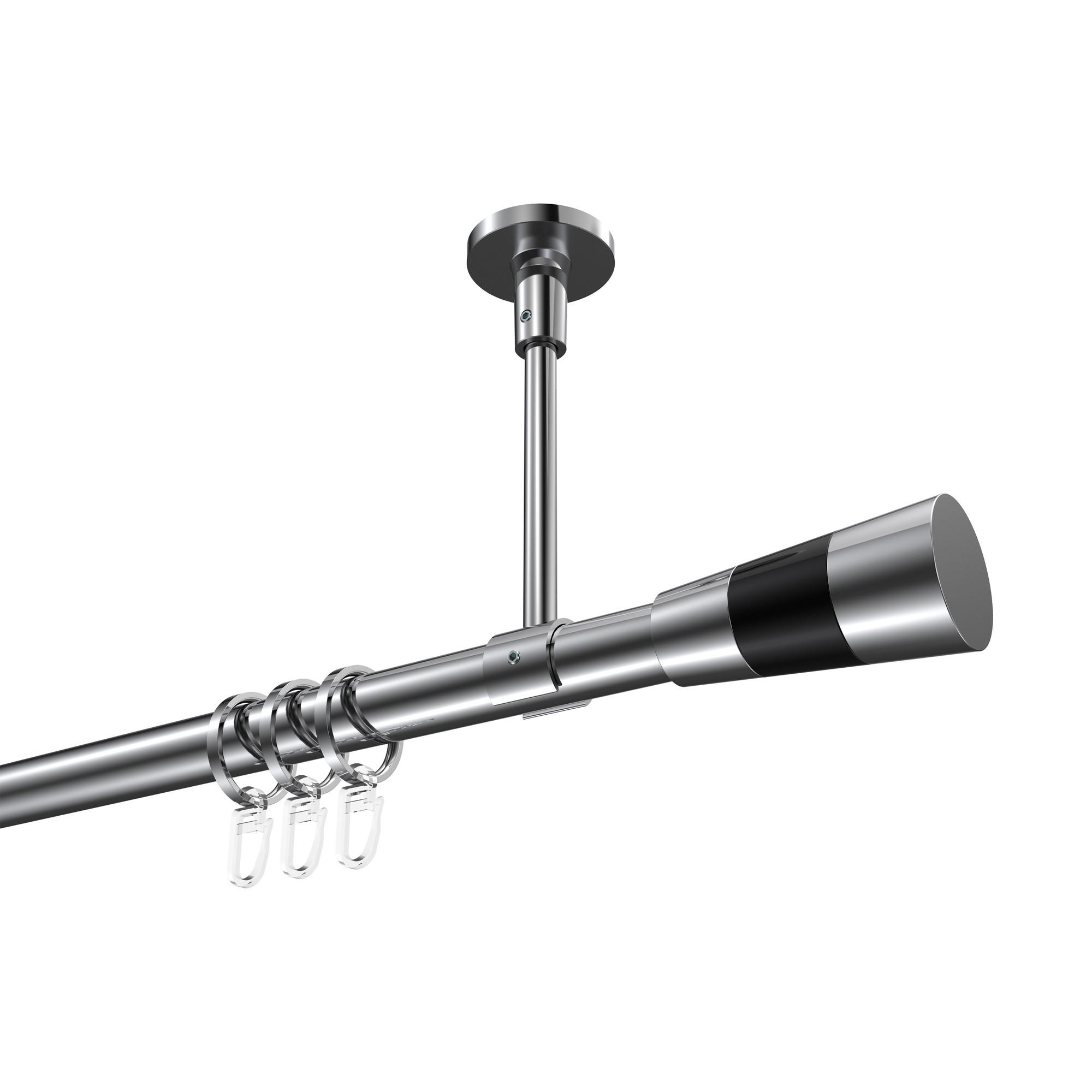 GARDINENSTANGE Sonette Tanara 400 cm (geteilt in 2 x 200 cm), 1-läufig, 20 mm Ø Chrom - Chromfarben/Schwarz, Metall (400cm) - INTERDECO