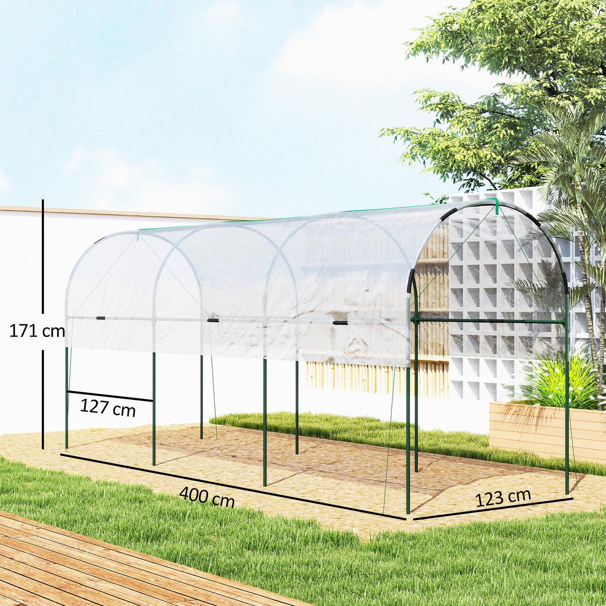 FOLIEN-GEWÄCHSHAUS winterfest mit Bogendach - Transparent, Metall (120/170/400cm) - Outsunny