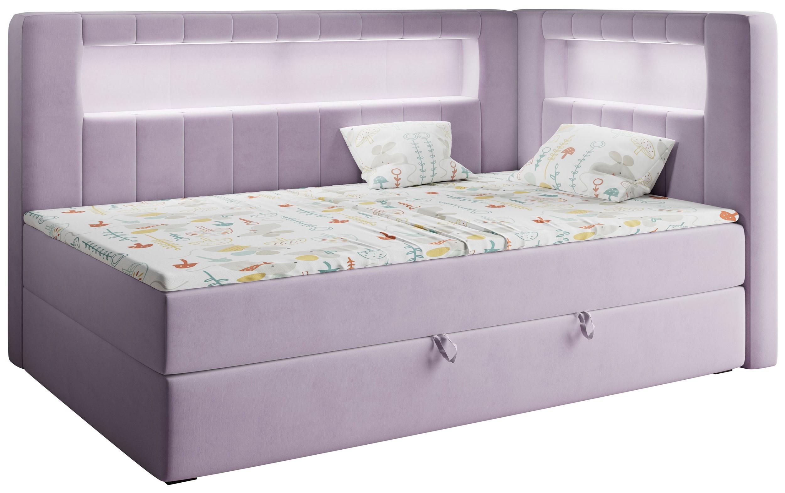 BOXSPRINGBETT JUNIOR GOLD 3 90/200 Violett - rechte Seite - Violett, Holz/Textil (90/200cm) - MKS