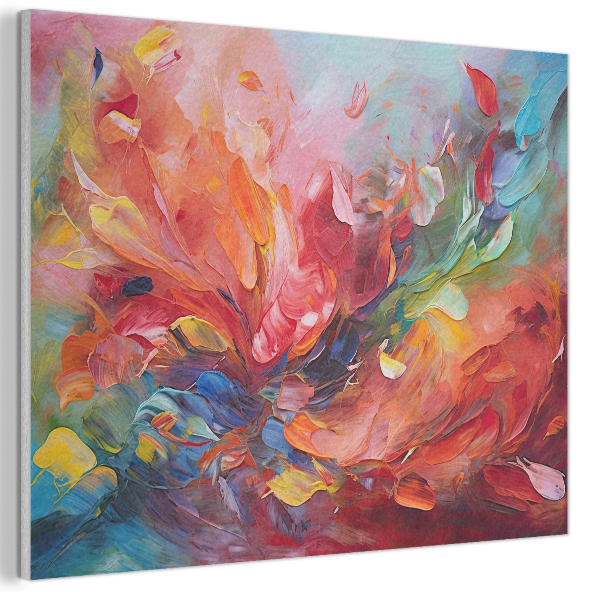 AKUSTIKBILD Ölgemälde - Kunst - Abstrakt - Farbenfroh Wanddeko 70x50 cm - Altrosa, Kunststoff (70/50/0.9cm) - MuchoWow