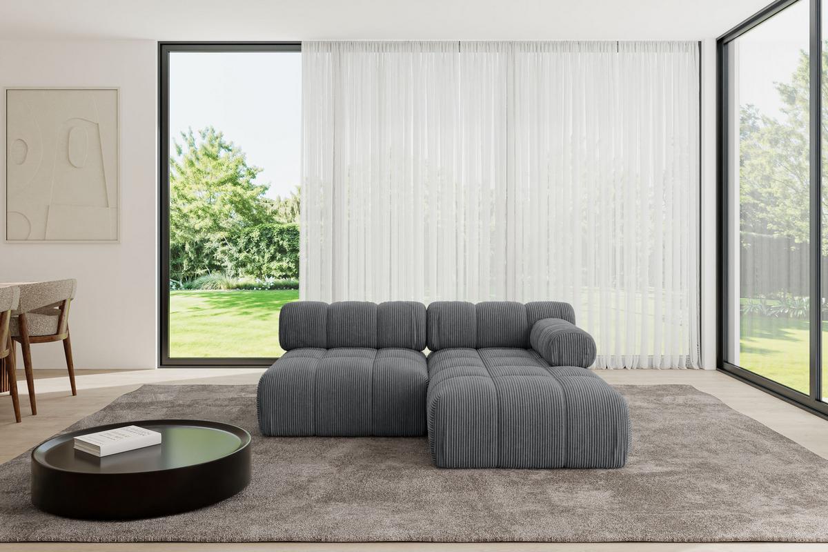 ECKSOFA modulares Sofa Razon-L1 - 190x160x70 cm Dunkelgrau Cord - Dunkelgrau, Holzwerkstoff/Textil (190/160cm) - ALTDECOR