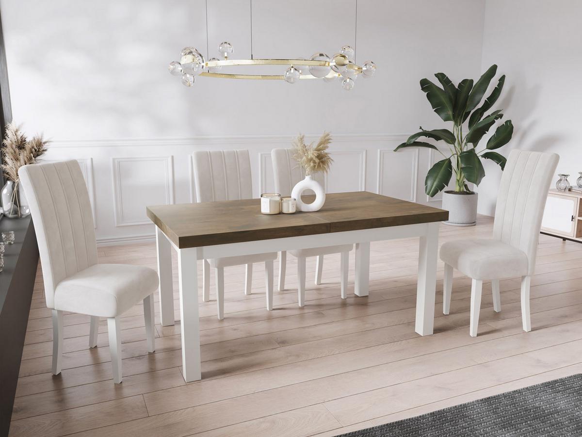 ESSTISCH Avena rechteckig ausziehbar, Lefkas Eiche 160/90/78 - Alteiche/Weiß, Holz/Holzwerkstoff (90/210/78cm) - WFL GROUP