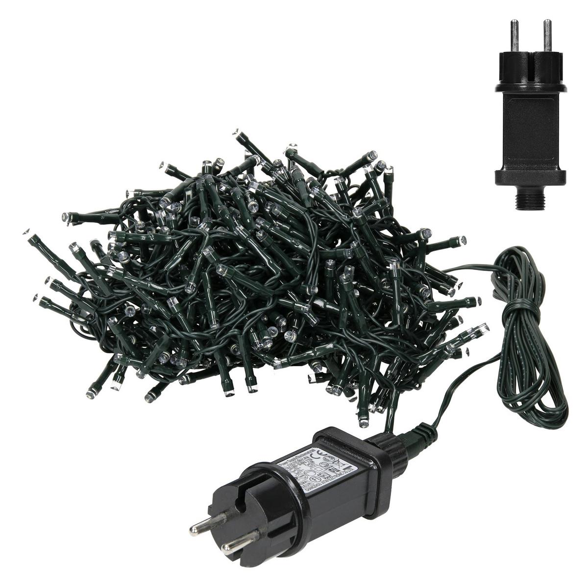 LICHTERKETTE Vorhang 600 cm mit 180 LED Kaltweiß - Grün, Kunststoff (600cm) - ECD-Germany