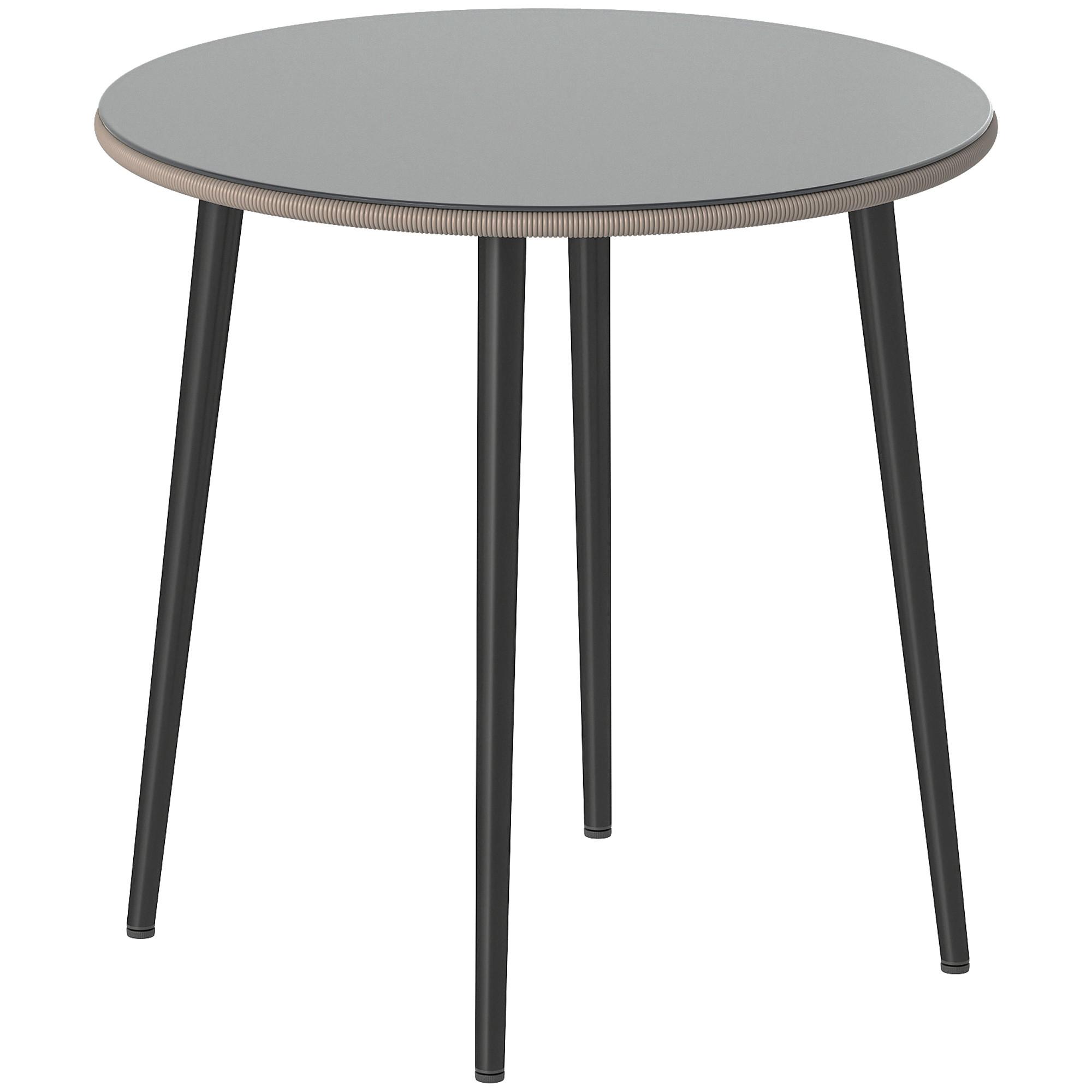GARTENTISCH Stahl gehärtetes Glas Grau - Grau, Metall (80/80/74cm) - Outsunny