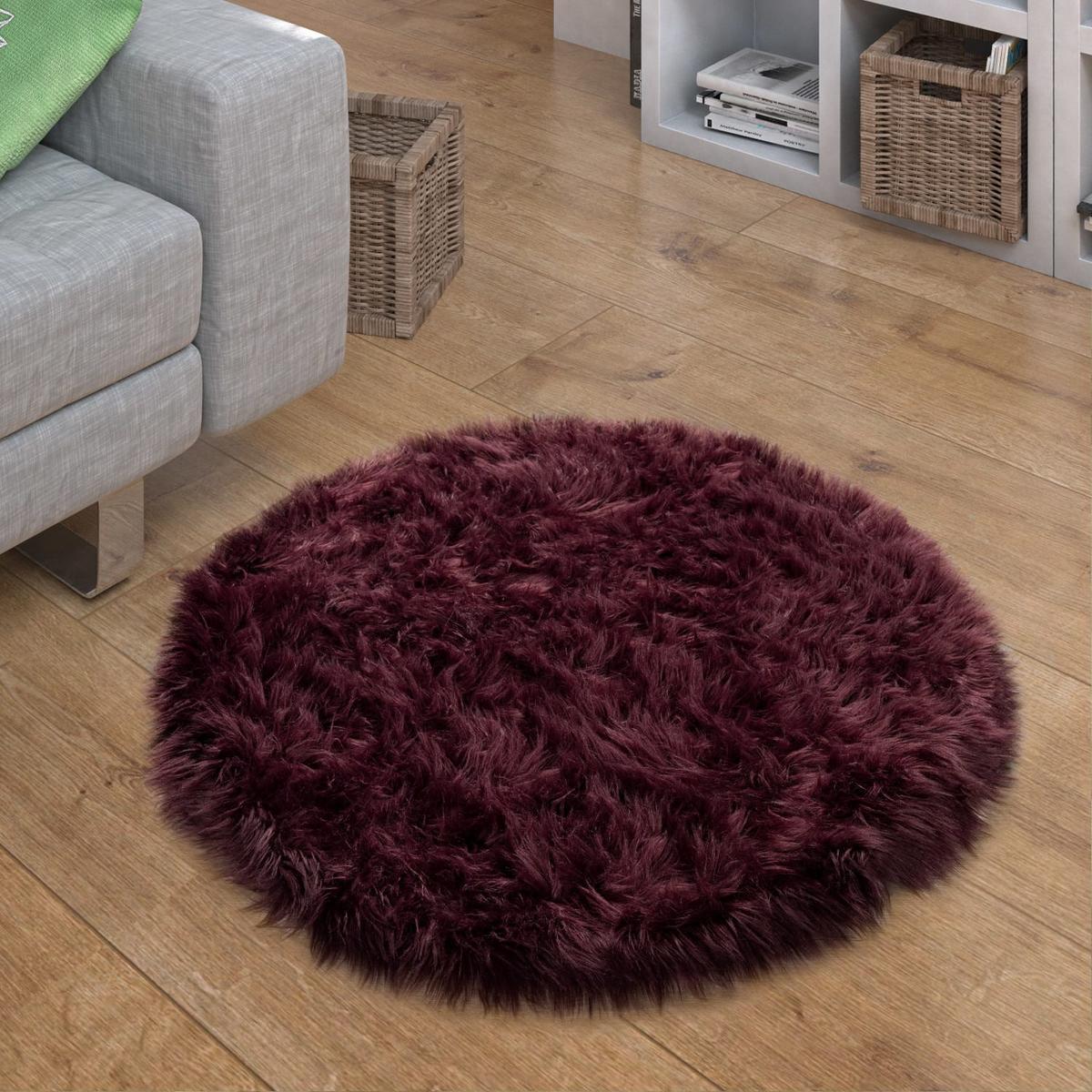 HOCHFLORTEPPICH Waschbar, einfarbig, Lila, Ø 90 cm - Lila, Textil (90/90cm) - KADIMA DESIGN