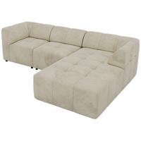 ECKSOFA VORITA L 3M - Beige Velvet - Rechts Seite - Beige/Schwarz, Kunststoff/Textil (176/267cm) - MKS