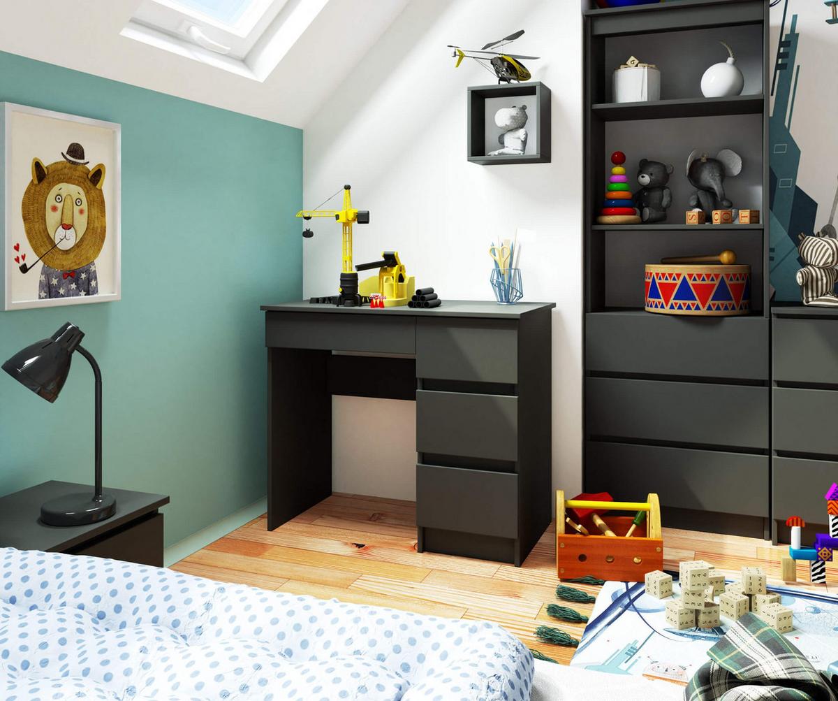 SCHREIBTISCH Graphit Grau 77/90/50 - Graphitfarben, Holzwerkstoff (135/50/77cm) - RAUMHIRSCH FURNITURE