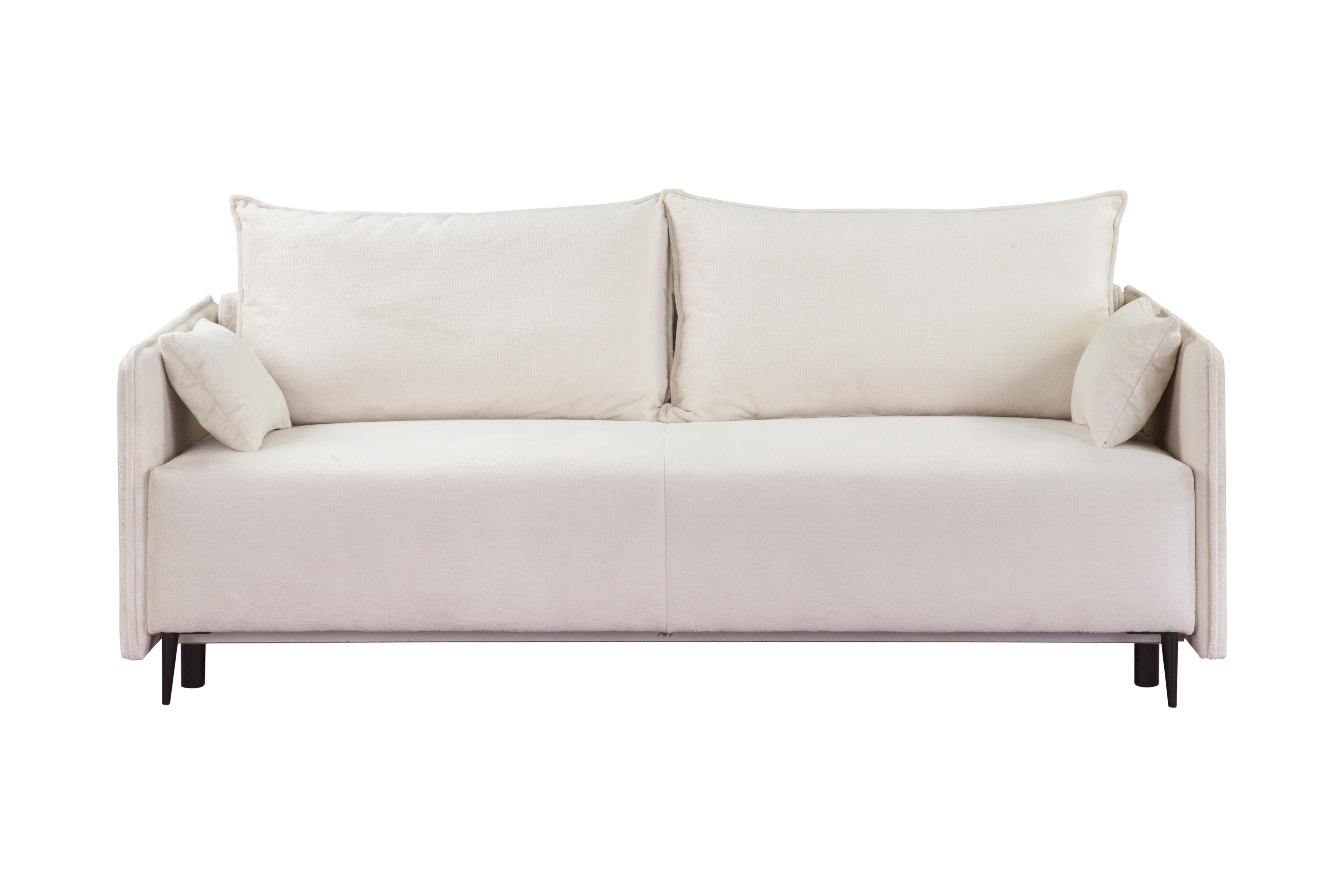 BETTSOFA ARNO Beige Plüsch-Stoff mit Schlaffunktion - Beige, Textil (102/97/216cm) - MASSENO