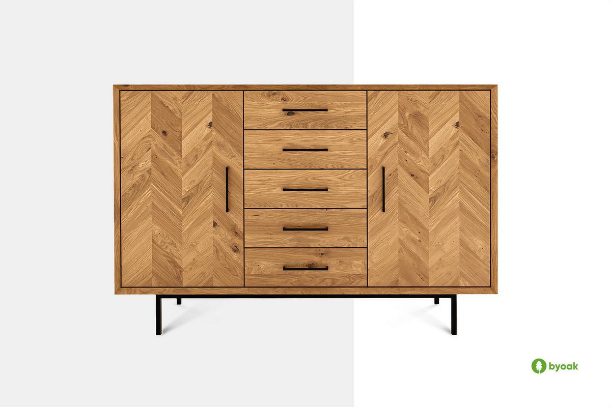 KOMMODE BREIT LEON Wildeiche - Wildeiche, Holz (144/95/45cm) - byoak