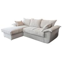 ECKSOFA DAMETO Weiß Cord Mit Schlaffunktion - Schwarz/Weiß, Kunststoff/Textil (266/174cm) - KAWOLA