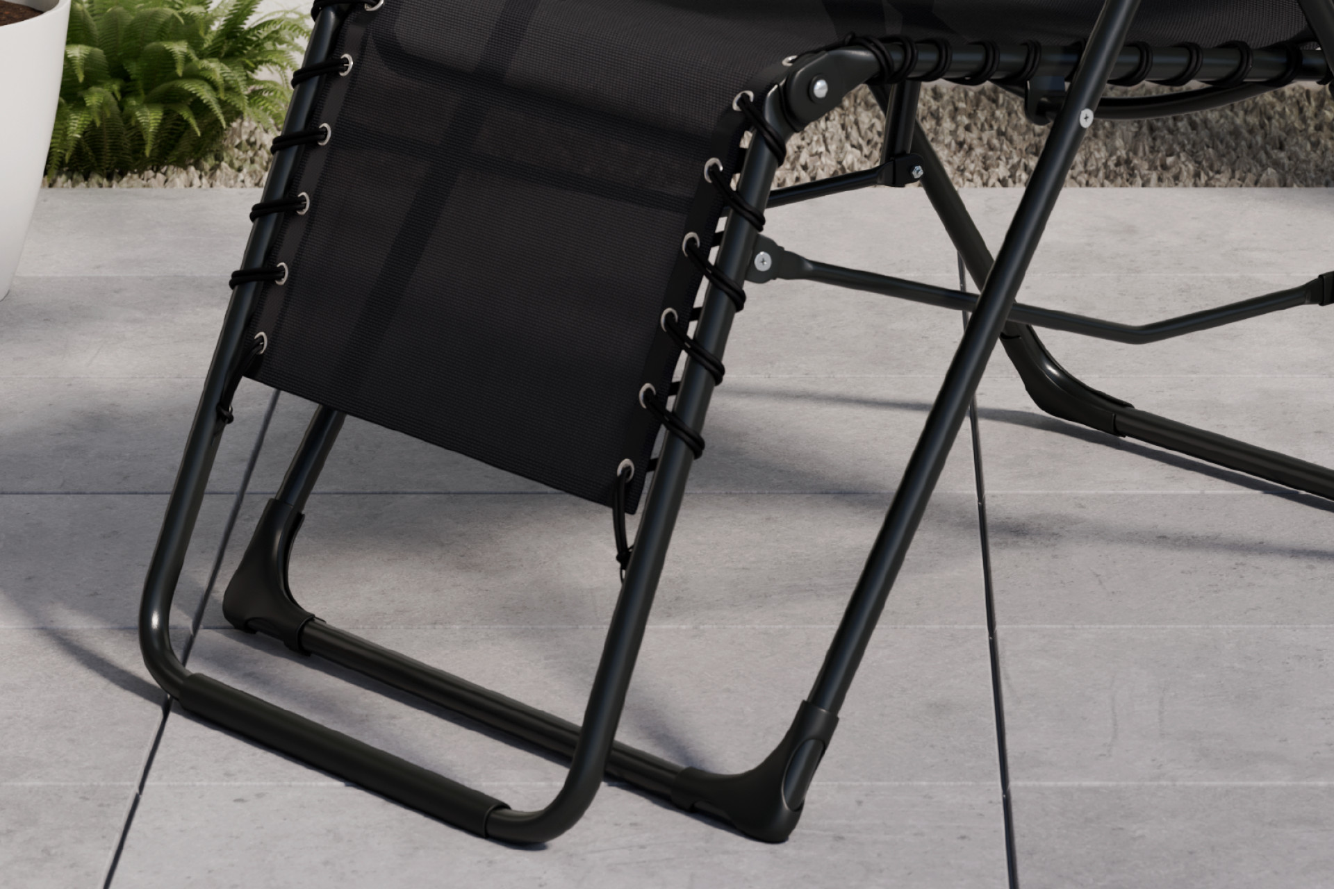 Gartensessel Schwarz Stahl pulverbeschichtet Bezug Texteline Füße U-Form faltbar 