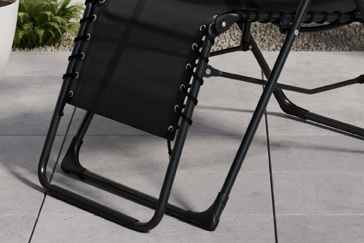 Gartensessel Schwarz Stahl pulverbeschichtet Bezug Texteline Füße U-Form faltbar