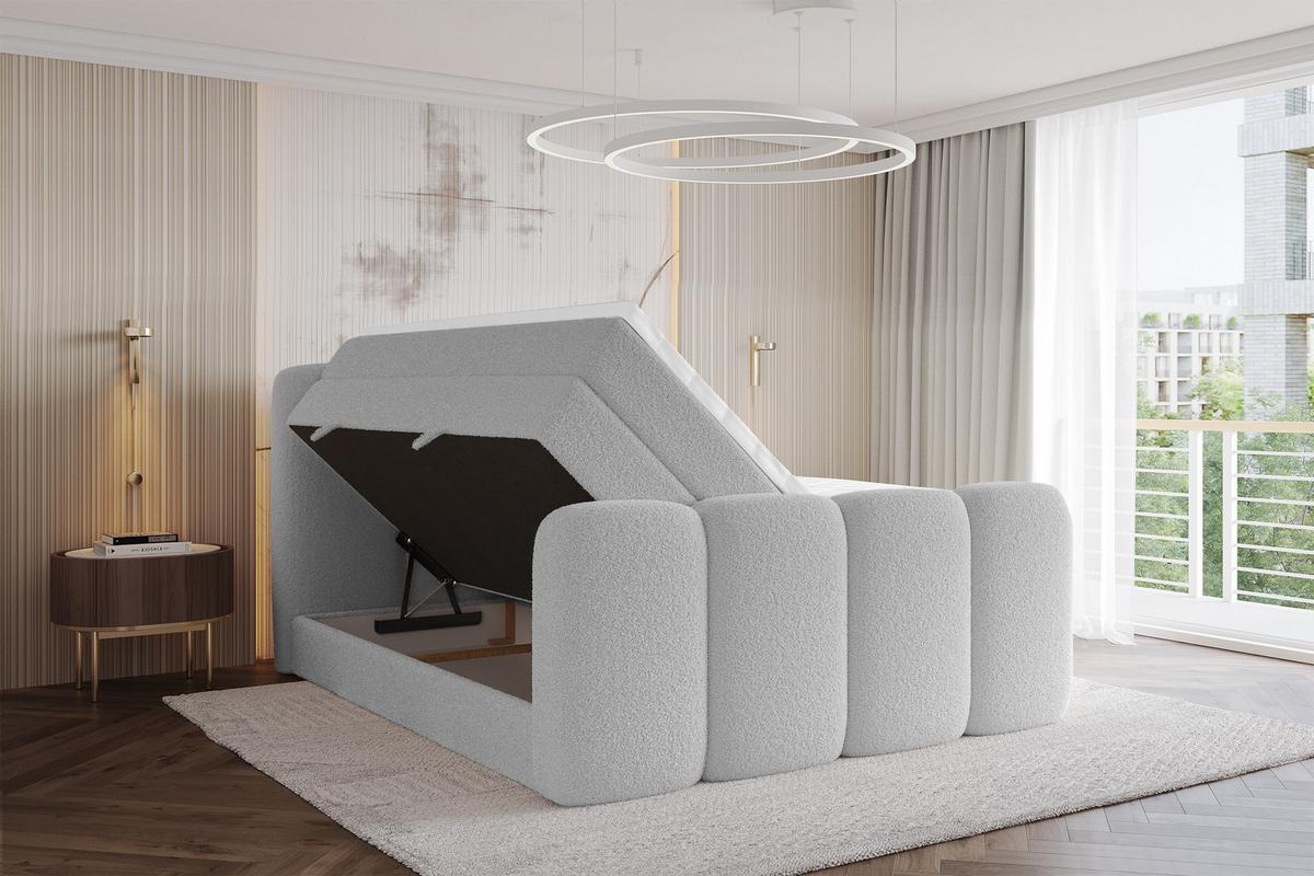 BOXSPRINGBETT mit Matratze H3/H4 - NINA-Z KING - 160x200 cm Hellgrau - Hellgrau, Holzwerkstoff (160/200cm) - ALTDECOR