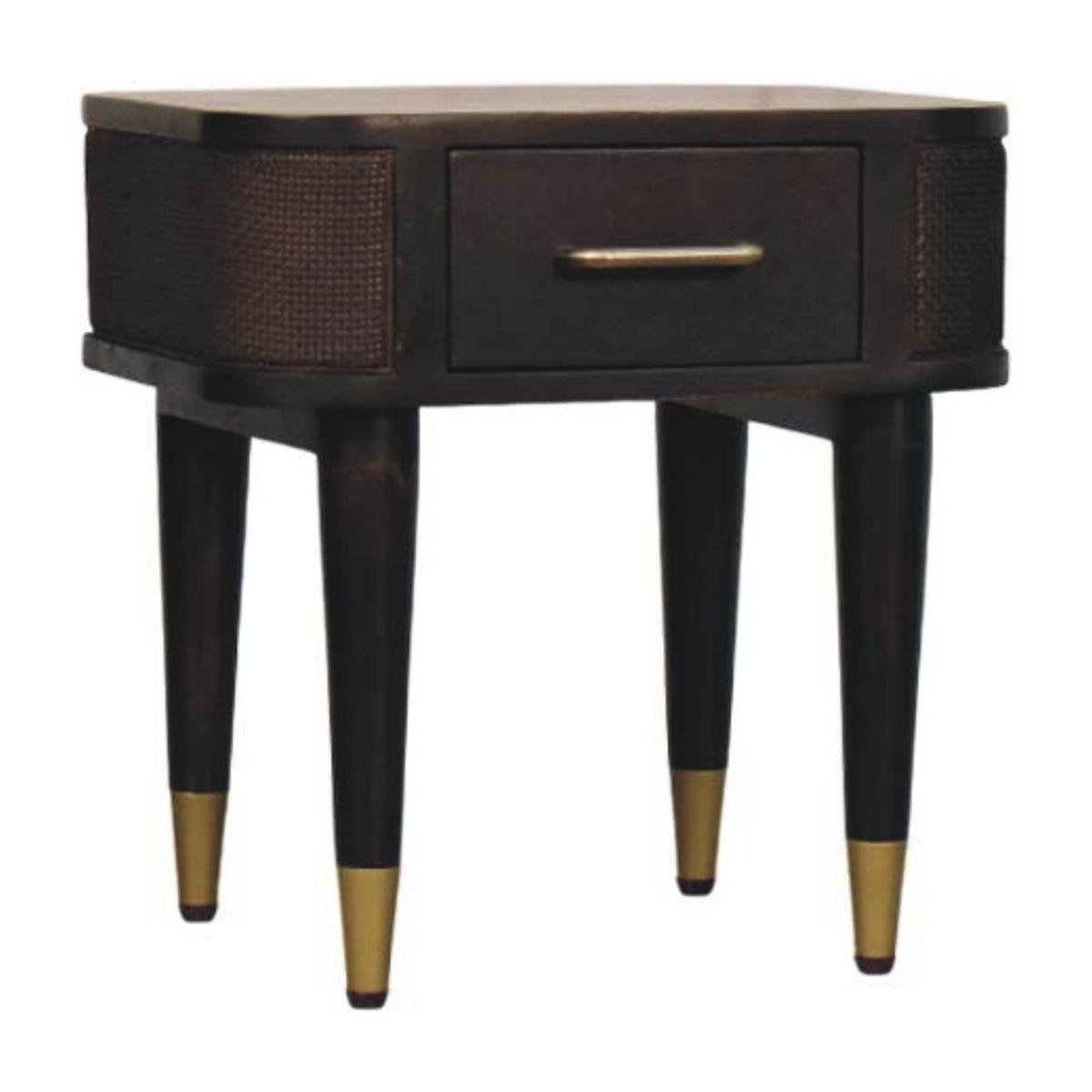 NACHTTISCH mit Samt-Mokka-Finish, 1 Schublade, T-Bar-Griffe, dunkelbraun - Dunkelbraun, Holz (45/46/35cm) - Artisan Furniture