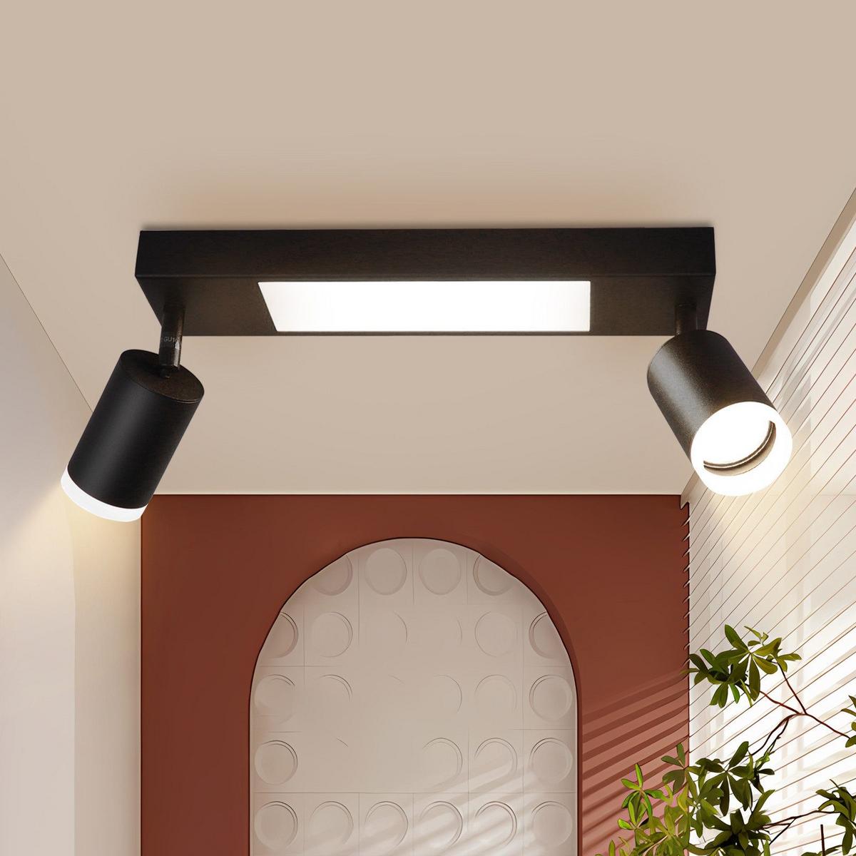 DECKENSTRAHLER Bielefeld 2-flammig 34/8/16.9 cm - Schwarz, Metall (34/8/16.9cm) - Nettlife
