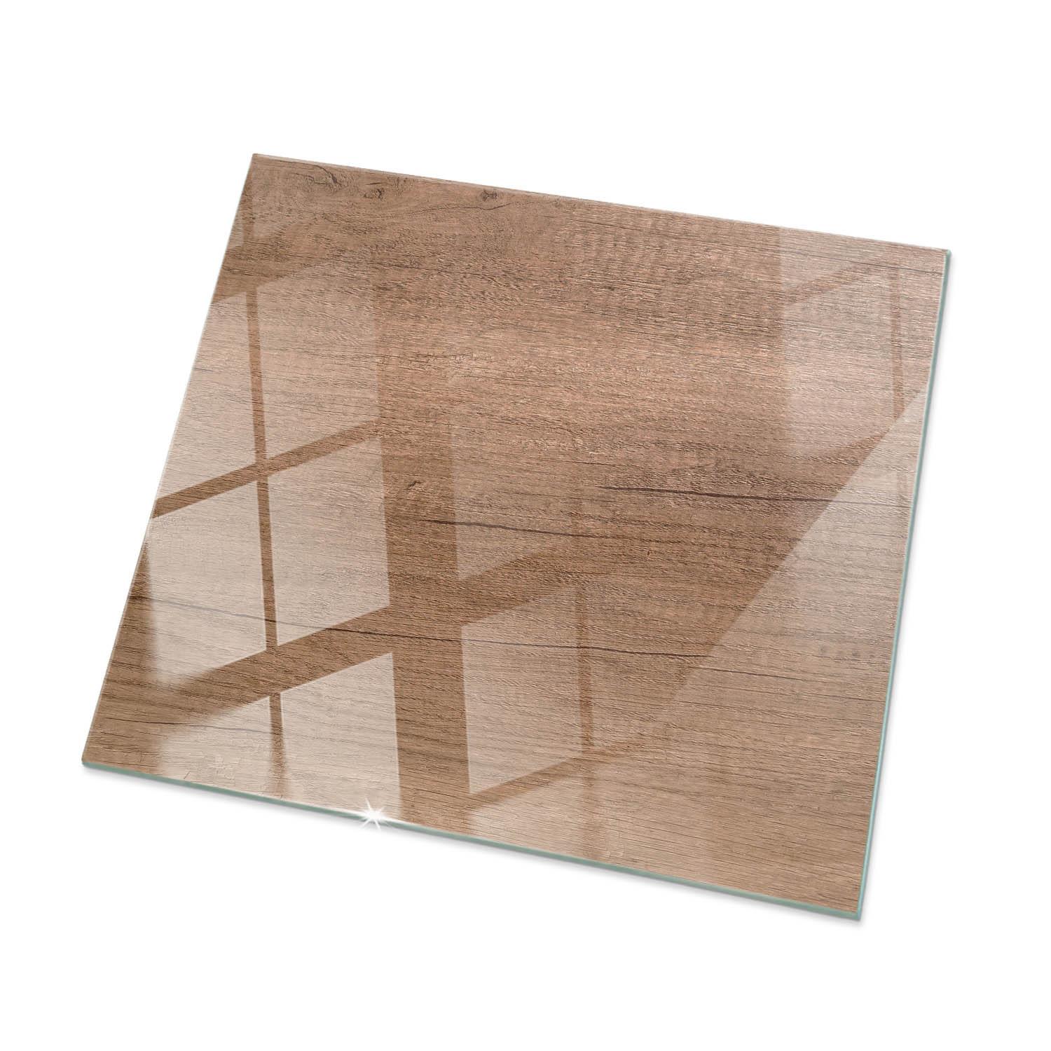 TISCHPLATTE 50x50 cm Natürliche Holzmaserung - Braun, Glas (0.4/50/50cm) - TULUP