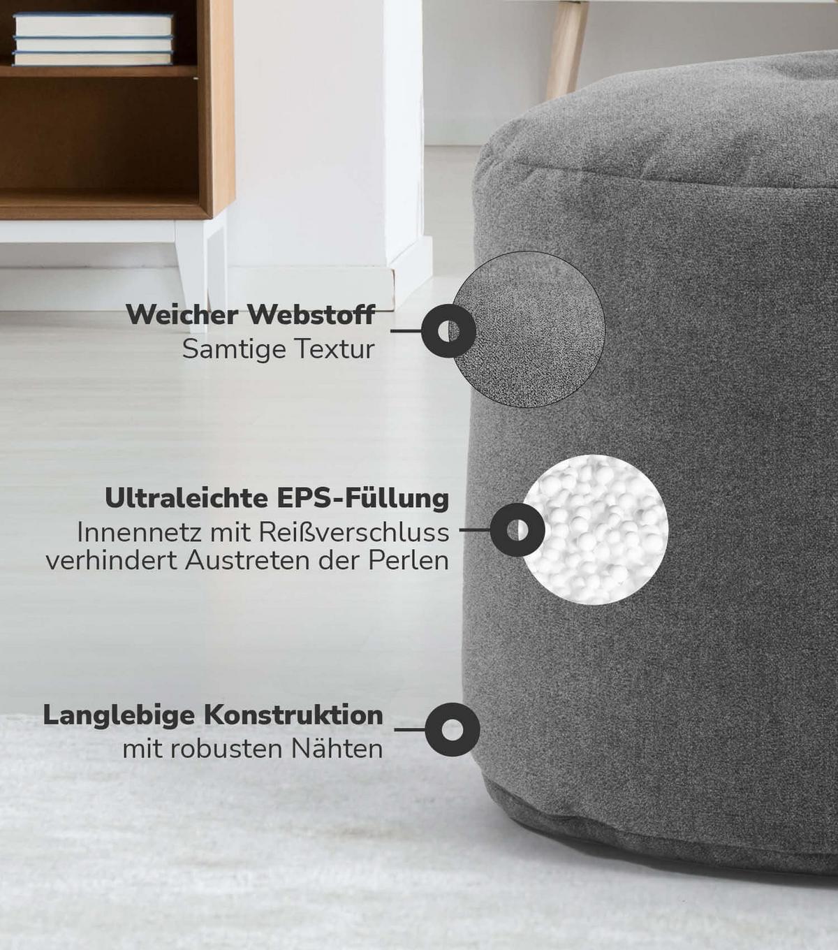 POUF Der Ruhepouf - Anthrazit, Textil (60/40/60cm) - Mokebo