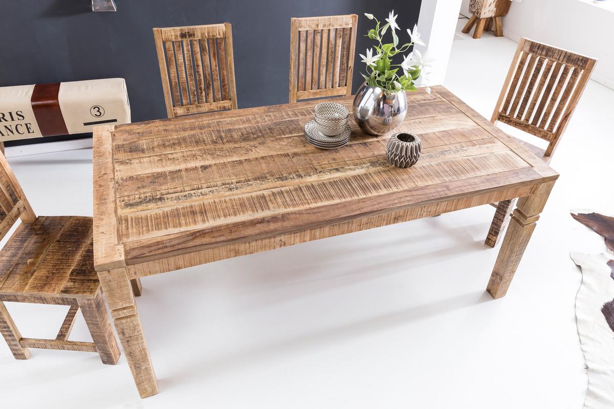 ESSTISCH – Mango Massivholz 120 cm Landhausstil Schnitzereien - Braun, Holz (70/120/76cm) - KADIMA DESIGN