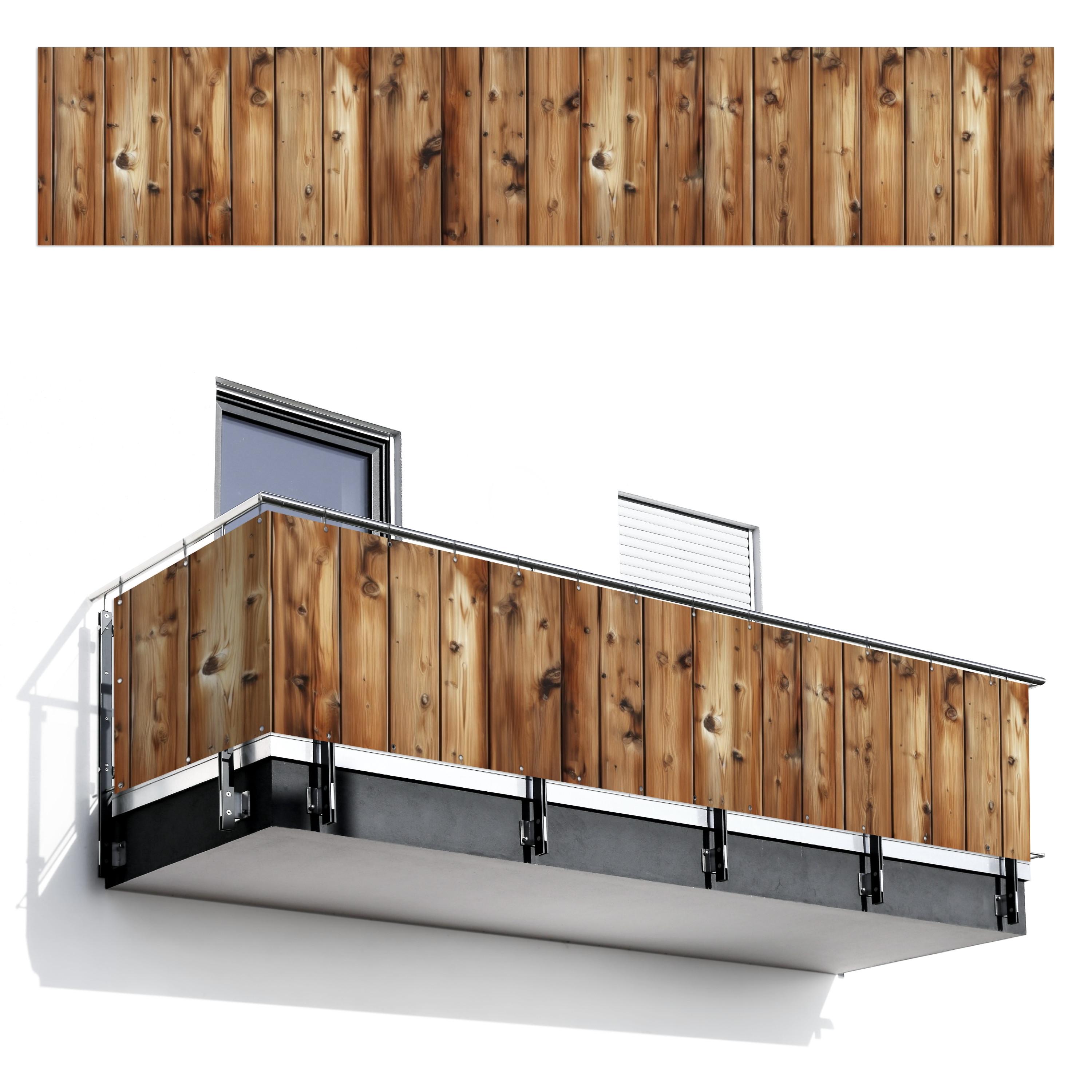 BALKON-SICHTSCHUTZ Holz - Regale - Braun Groß 500x95 cm - Buchefarben, Kunststoff (500/95cm) - MuchoWow