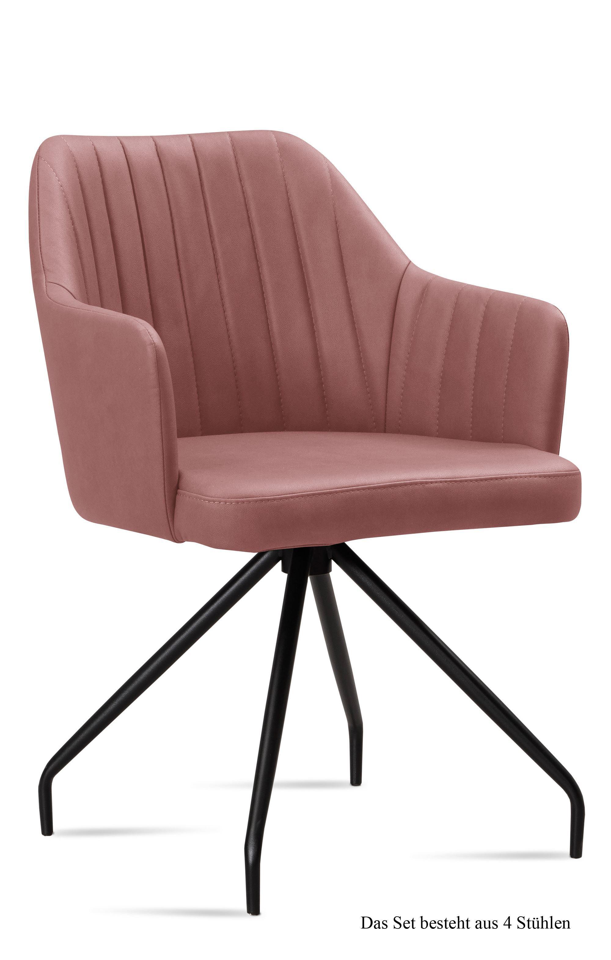 ARMLEHNSTUHL (4er-Set) Dinara 58x81x60 Schwarz/Rosewood - Dunkelrosa/Schwarz, Kunststoff (60/81/58cm) - 58aufmkessel