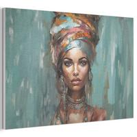 AKUSTIKBILD Frau - Kunst - Schmuck - Porträt Akustikpaneele 90x60 cm - Blaugrau, Kunststoff (90/60/0.9cm) - MuchoWow