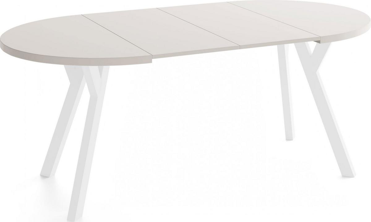 ESSTISCH Vero Weiß rund ausziehbar verlängerbar, Kaschmir 100-200/100/77 cm - Kaschmir/Beige, Holz/Holzwerkstoff (100/200/76.5cm) - WFL GROUP