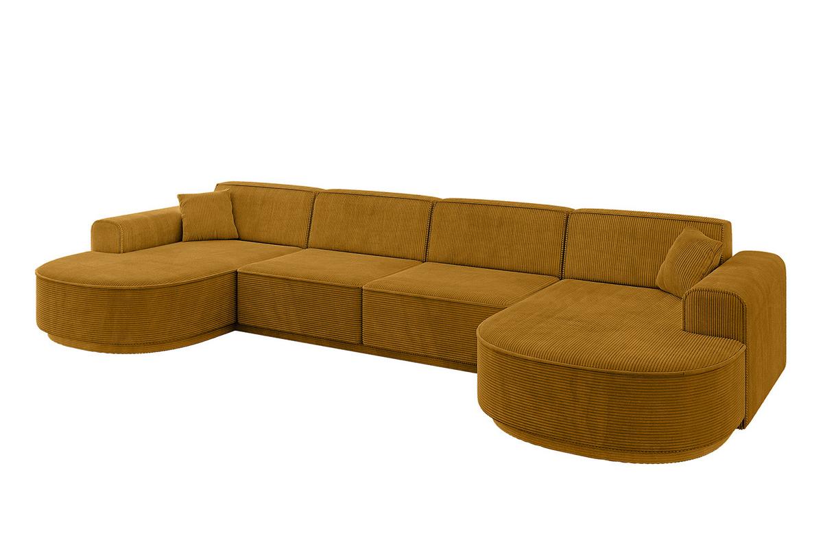 WOHNLANDSCHAFT MARI-U2 - 388x171x79 cm Senfgelb Cord - Gelb/Schwarz, Holzwerkstoff/Kunststoff (388/79/171cm) - ALTDECOR