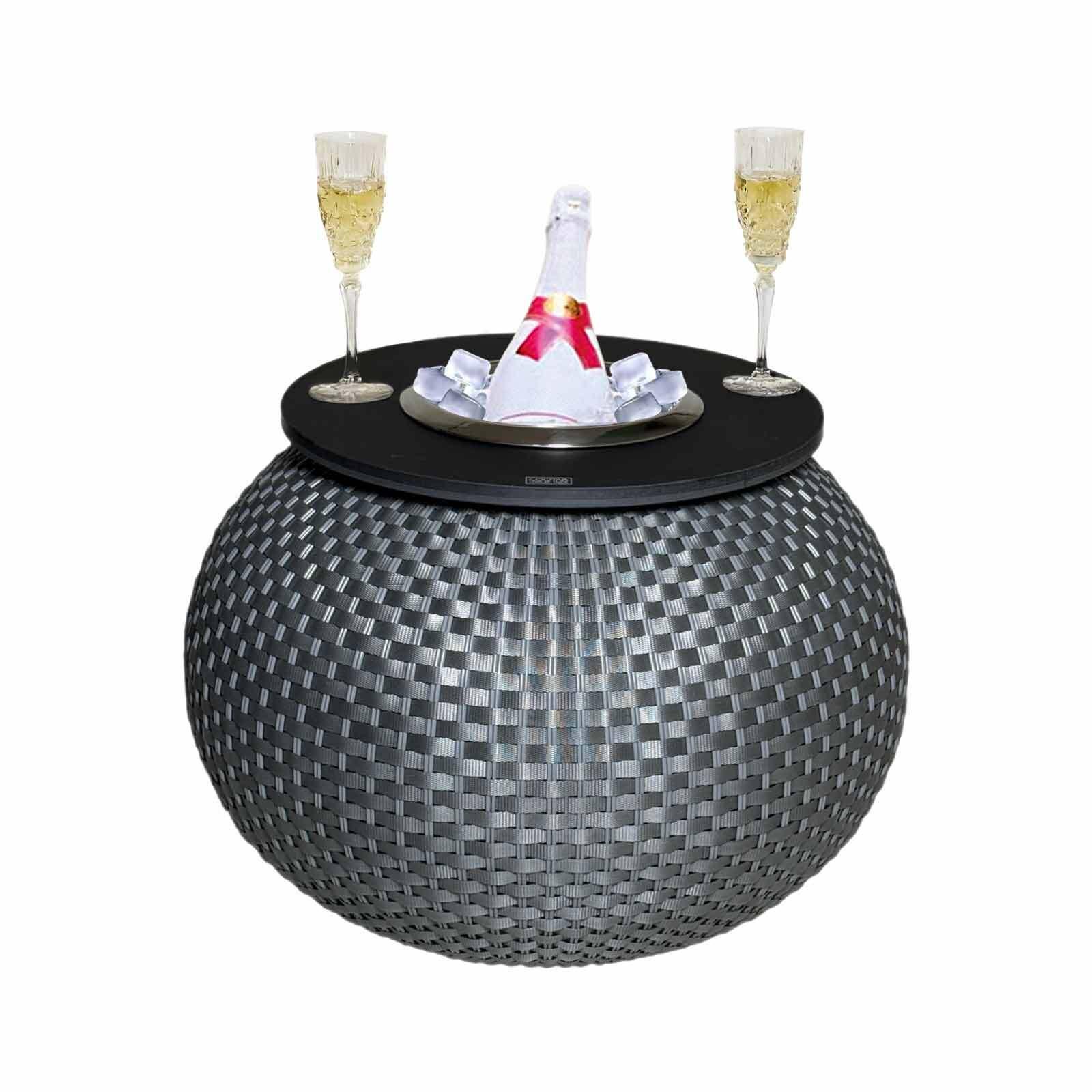 3-IN-1 LOUNGETISCH MIT EDELSTAHL-KÜHLER Milano Anthrazit/Schwarz 40 cm - Anthrazit/Schwarz, Kunststoff/Metall (55/40/55cm) - COOTAB Cooler Table