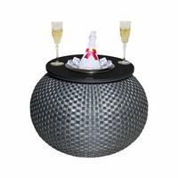 3-IN-1 LOUNGETISCH MIT EDELSTAHL-KÜHLER Milano Anthrazit/Schwarz 40 cm - Anthrazit/Schwarz, Kunststoff/Metall (55/40/55cm) - COOTAB Cooler Table