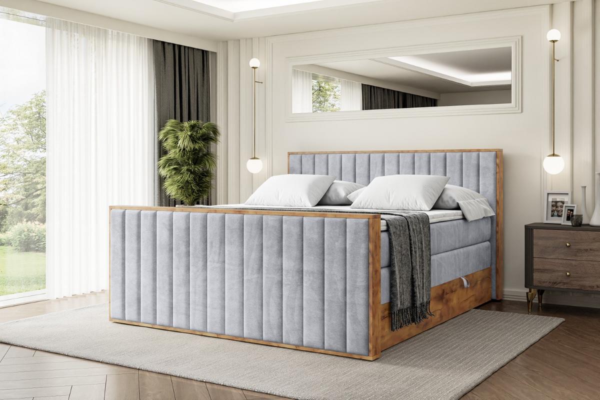 BOXSPRINGBETT mit Matratze H3|H4 und Lattenrost - LOLLI4-Z KING-200x200 - Grau Monolith - Grau, Holzwerkstoff (200/200cm) - ALTDECOR