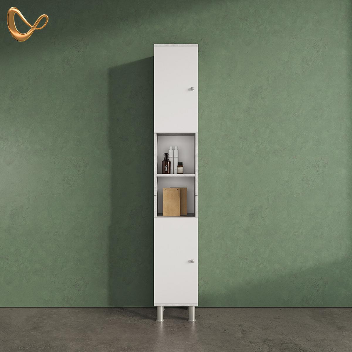 BADSCHRANK Fucino Beton 30 x 190 cm - Grau, Holzwerkstoff (30/190/30cm) - Livinity®