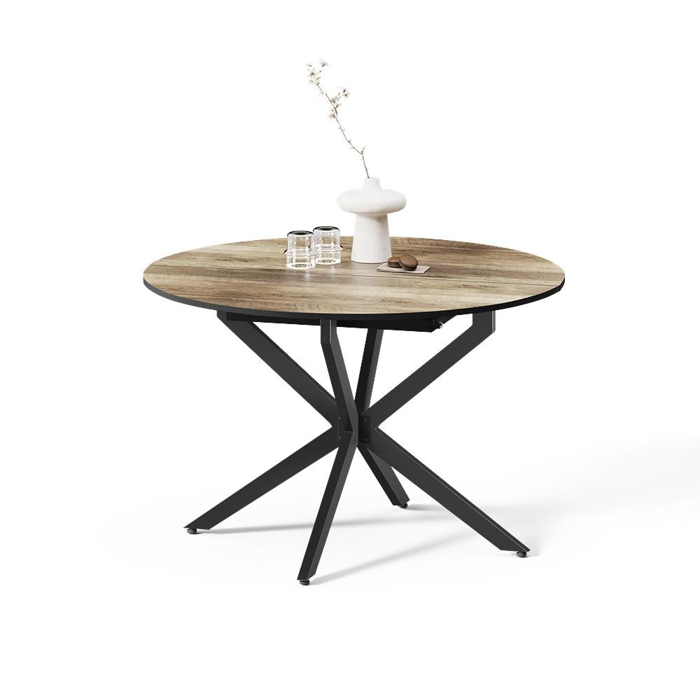 ESSTISCH Firenze Schwarz/Eiche rustikal 120 x 120 cm ausziehbar - Wildeiche/Schwarz, Holzwerkstoff (120/120/76.5cm) - Livinity®
