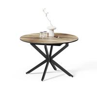 ESSTISCH Firenze Schwarz/Eiche rustikal 120 x 120 cm ausziehbar - Wildeiche/Schwarz, Holzwerkstoff (120/120/76.5cm) - Livinity®