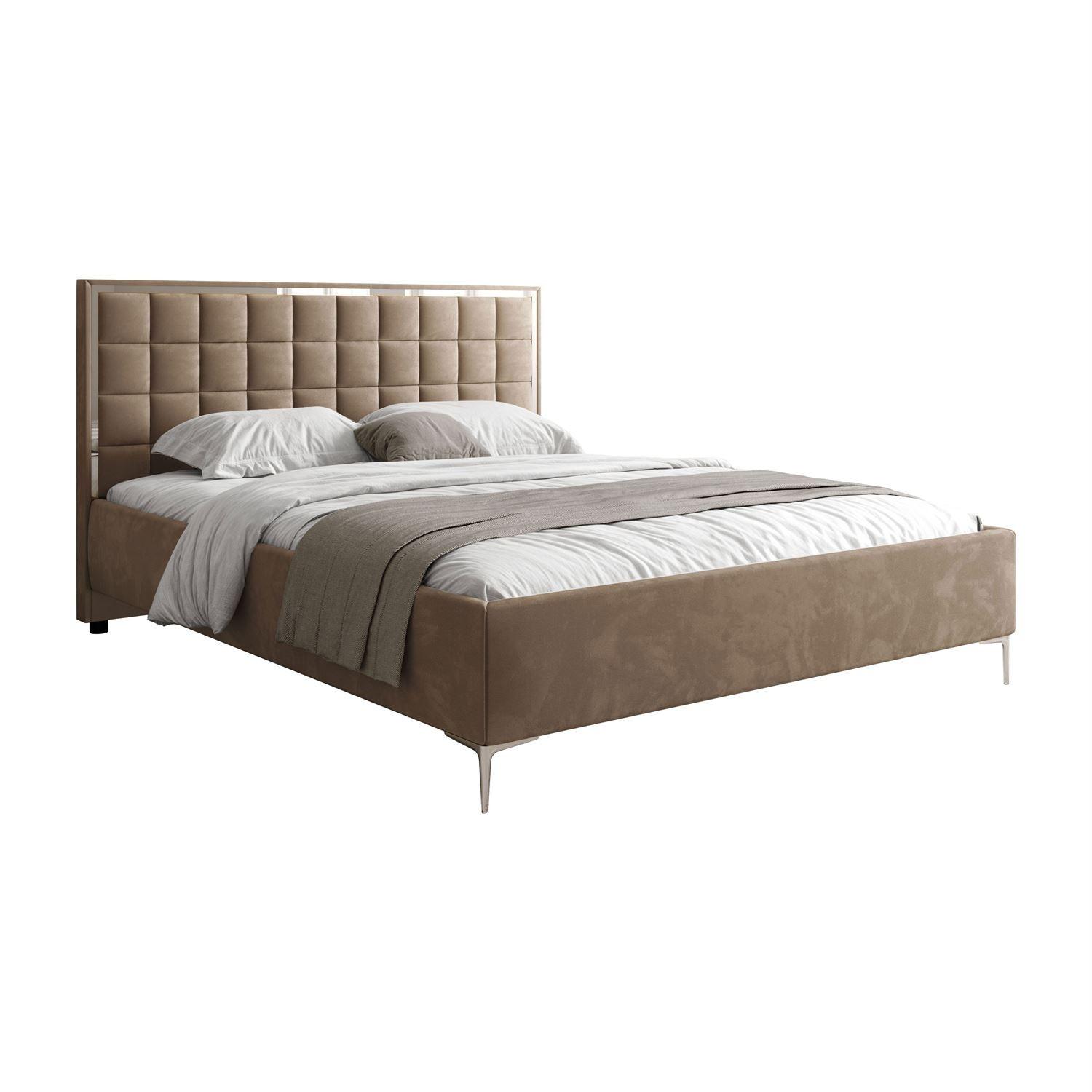 POLSTERBETT ISADORA SILVER mit Bettkasten 140x200 cm Royal Velvet 176 - Beige, Textil - Lookway