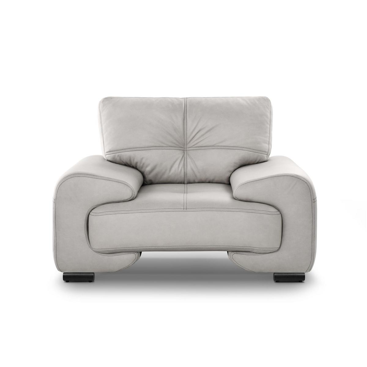RELAXSESSEL Omega aus Kunstleder, Hellgrau - Hellgrau/Schwarz, Leder (128/88/98cm) - Beautysofa
