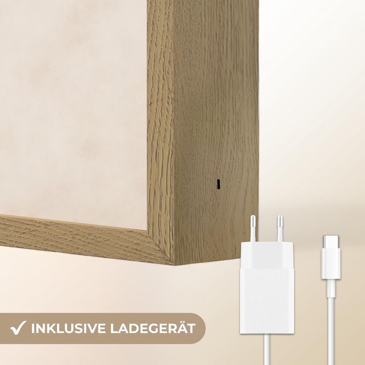 WANDLEUCHTE MIT AKKU Symmetrische Biegung - kupferfarbig 60x90 cm - Beige, Holzwerkstoff (60/90/8cm) - OnlyWow