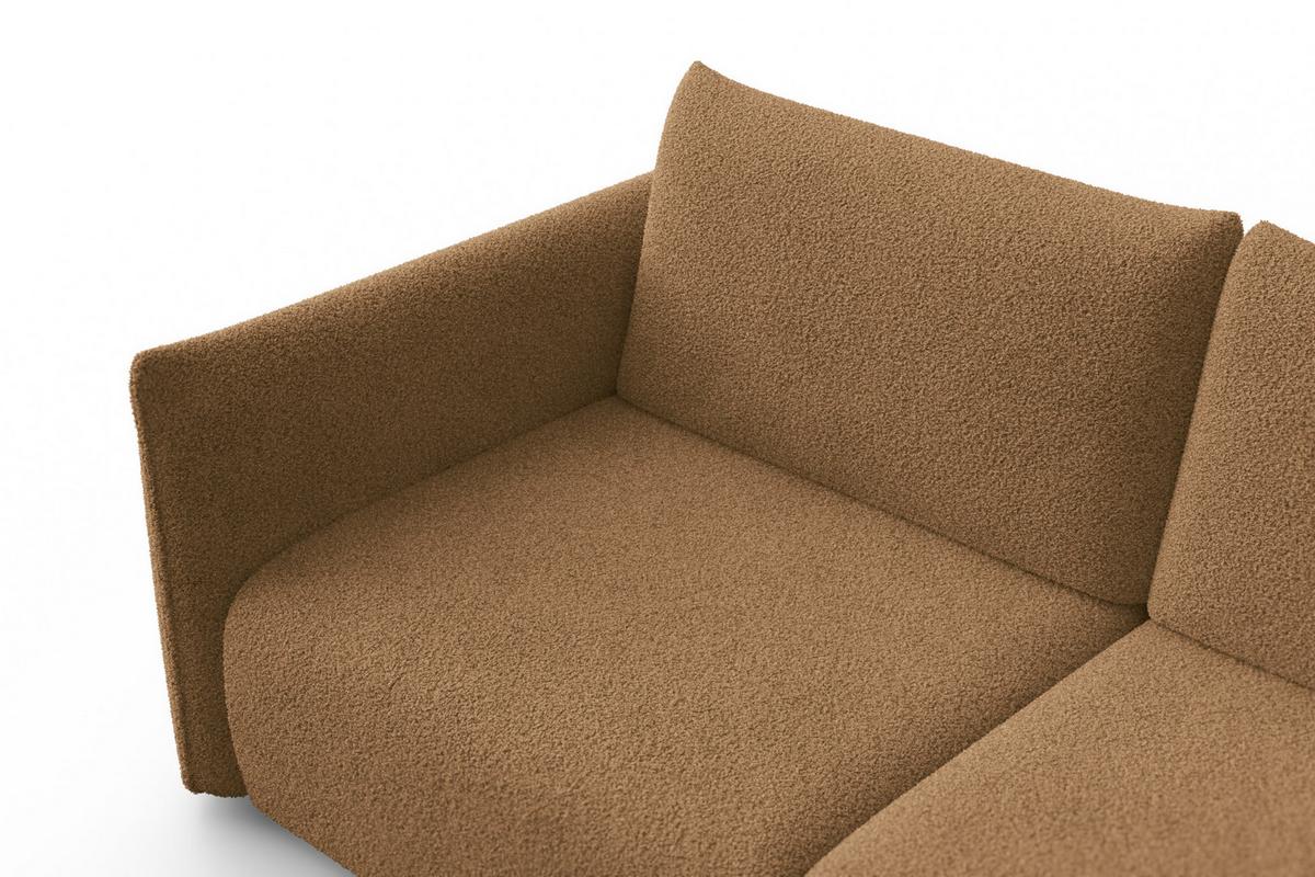 SOFA TAUER 3-Sitzer, Bouclé-Stoff braun - Schwarz/Braun, Holz/Textil (206/84/112cm) - Courtois Laville